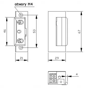 ELEKTRA-PLUS Electric Door Strike R4 ar atmiņu un mehānisko bloķēšanu, simetrisks 24V 7544