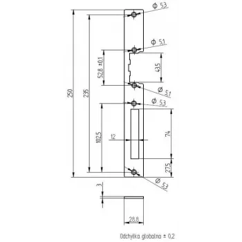 ELEKTRA-PLUS Escutcheon for Mortise Lock Cases Zinc-Plated 200x20mm