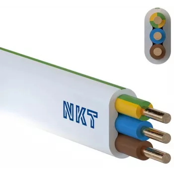 NKT instal PLUS YDYp 3x2.5 mm² Elektroinstalācijas kabelis 100m Balts