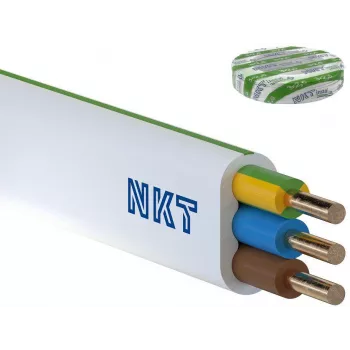 NKT instal PLUS YDYp 3x2.5 mm² Elektroinstalācijas kabelis 100m Balts