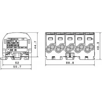 SIMET SIMBLOCK SCB 25-5X Sadales bloks Al/Cu 1x25mm² ieeja 5x1.5-16mm² izeja Pelēks