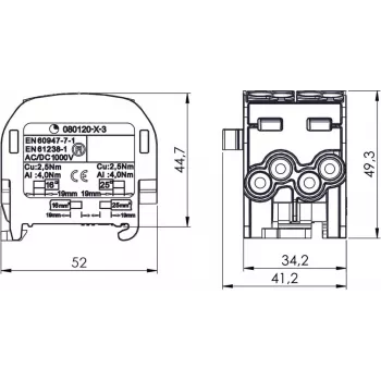 SIMET SCB 25-2 Al/Cu 80-120 SIMBLOCK Sadales bloks - Pelēks 81505002