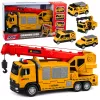 LEAN TOYS Truck with Crane and Vehicle Transporter Lights Sounds Yellow
