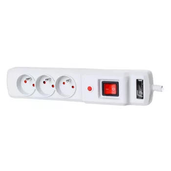 Getfort GF-3A-3M-G Surge Protected Power Strip 3 Outlets 3m Grey