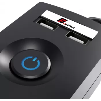 Getfort 5P 5m Black USB Surge Protector Power Strip