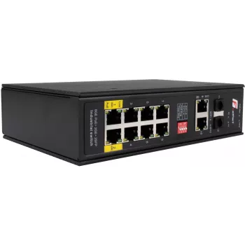 GETFORT GF-110-8PG-2G-2S Industrial PoE+ Switch, 8x PoE+ Gigabit + 2x Gigabit + 2x SFP, -40°C to 80°C