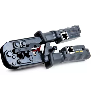 Getfort Network Cable Crimper 8P8C/RJ-45, 6P6C/RJ-12, 6P4C/RJ-11 with Built-in Tester
