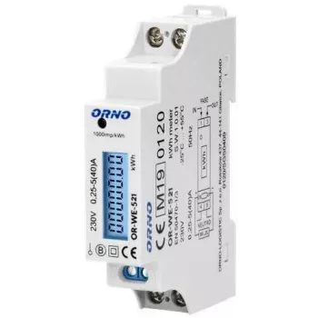 ORNO OR-WE-521 Vienfāzes elektroenerģijas skaitītājs 230V 40A DIN sliede LCD fona apgaismojums