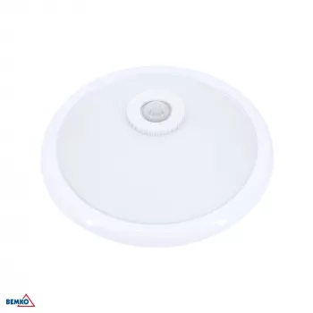 BEMKO TAZAN Griestu lampa ar PIR sensoru 2x40W E27 IP20 Stikls+Tērauds+Plastmasa Balta