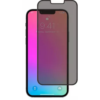 SCREENOR Rūdīta stikla privātuma ekrāna aizsargs iPhone 13 / 13 Pro / 14, 360° Anti-Spy, 9H cietība, 0.33mm, caurspīdīgs