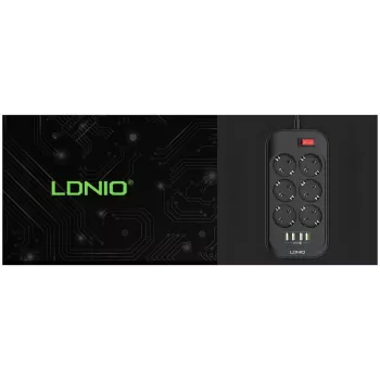 LDNIO SE6403 Pagarinātājs 6 Kontaktligzdas + 4 USB Lādēšanas Porti, 2m Kabelis, 2500W, Balts