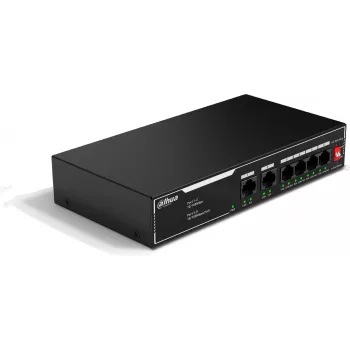 DAHUA SF1006LP Nepārvaldāms PoE slēdzis, 6 porti, 4 PoE porti, 36W budžets, galddatora versija