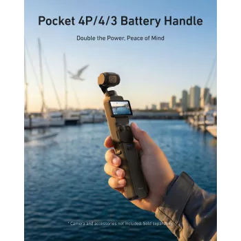 TELESIN 5000mAh Battery Grip Power Bank for DJI Osmo Pocket 3 / 4, USB-C, Black