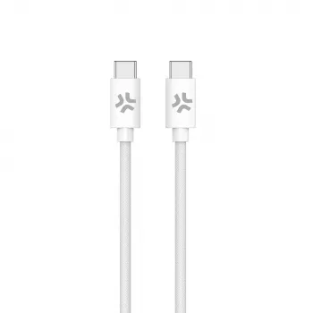 CELLY USBCUSBCCOTT - USB-C uz USB-C kokvilnas pīts kabelis balts (Power Delivery)