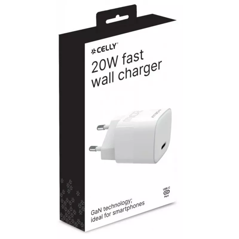CELLY TC1USBC20WEVOWH USB-C sienas lādētājs 20W balts