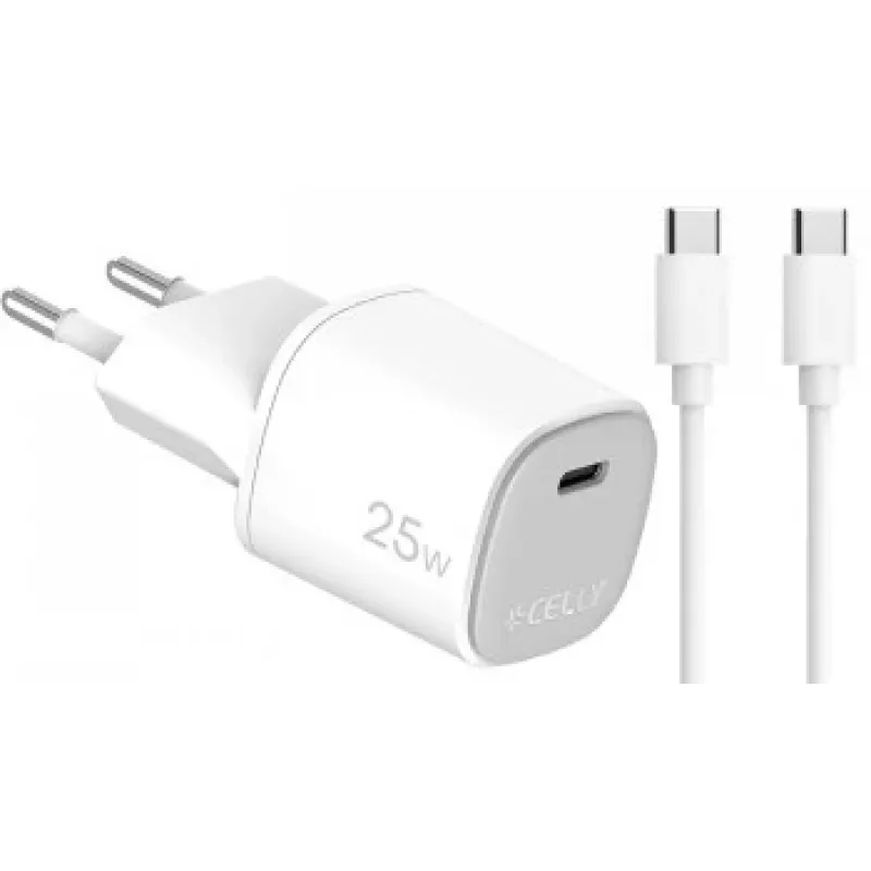 CELLY UP TC 1 USB-C 25W + C to C kabelis