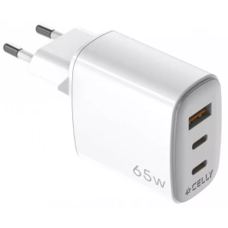 CELLY UP TC 1 USB 2 USB-C 65W WH GaN Wall Charger White