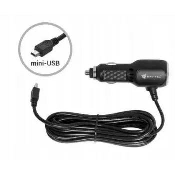 NAVITEL Mini-USB Auto lādētājs cigarešu šķiltavai, 12V/24V, 2A, 10W, 1.2m vads, Melns
