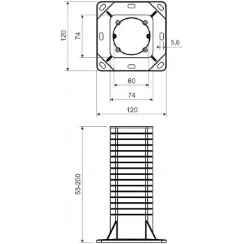 KOPOS KEZ_KB Elektroinstalācijas kārba siltinātām fasādēm, 120x120mm, Pelēka/Orandža