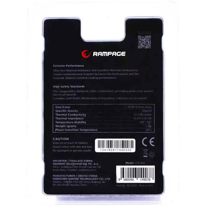 Rampage Termopad XTP-002 Termopalikums 31×50×0.2mm PTM