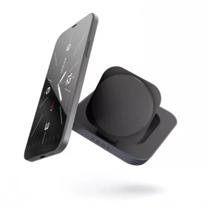 ZENS Magnetic Nightstand Charger - 20W Wireless Charging Stand for iPhone and AirPods (Black)