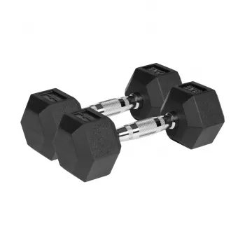 REBEL ACTIVE Ar gumiju pārklāti čuguna hanteles 2x5 kg