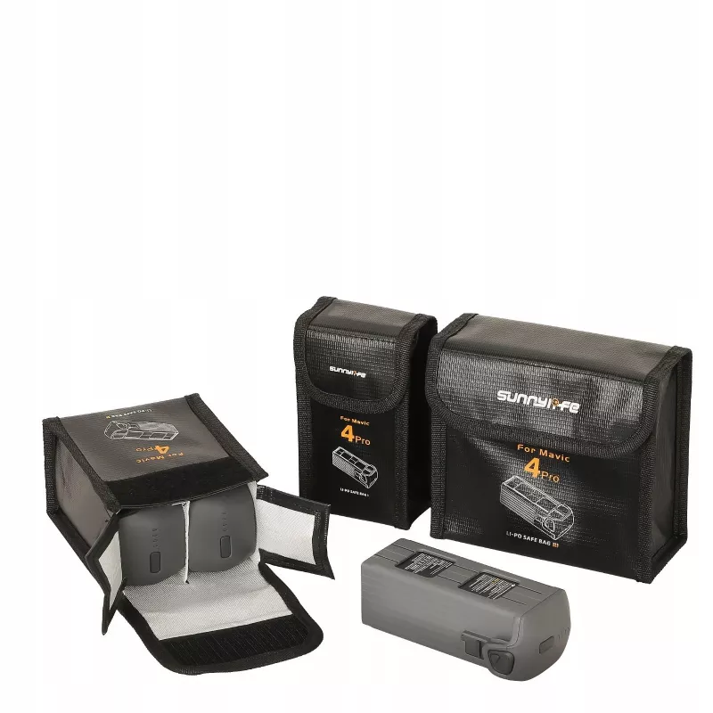 SUNNYLIFE Fireproof Battery Storage Bag for 3x DJI Mavic 4 Pro Batteries - Black