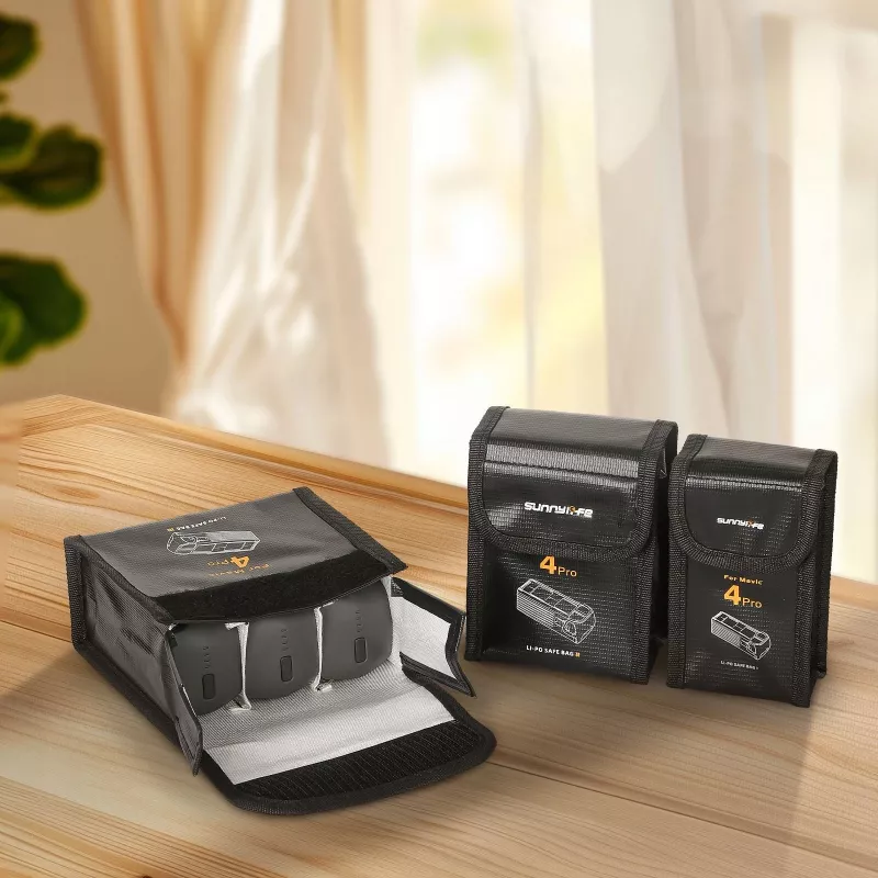 SUNNYLIFE Fireproof Battery Storage Bag for 3x DJI Mavic 4 Pro Batteries - Black