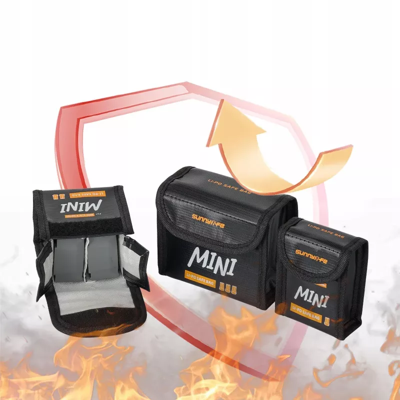 SUNNYLIFE Ugunsdroša bateriju drošības soma 2x DJI Mini 5/4/3 Pro / Mini 3 / Lito 1 / Lito X1 akumulatoriem