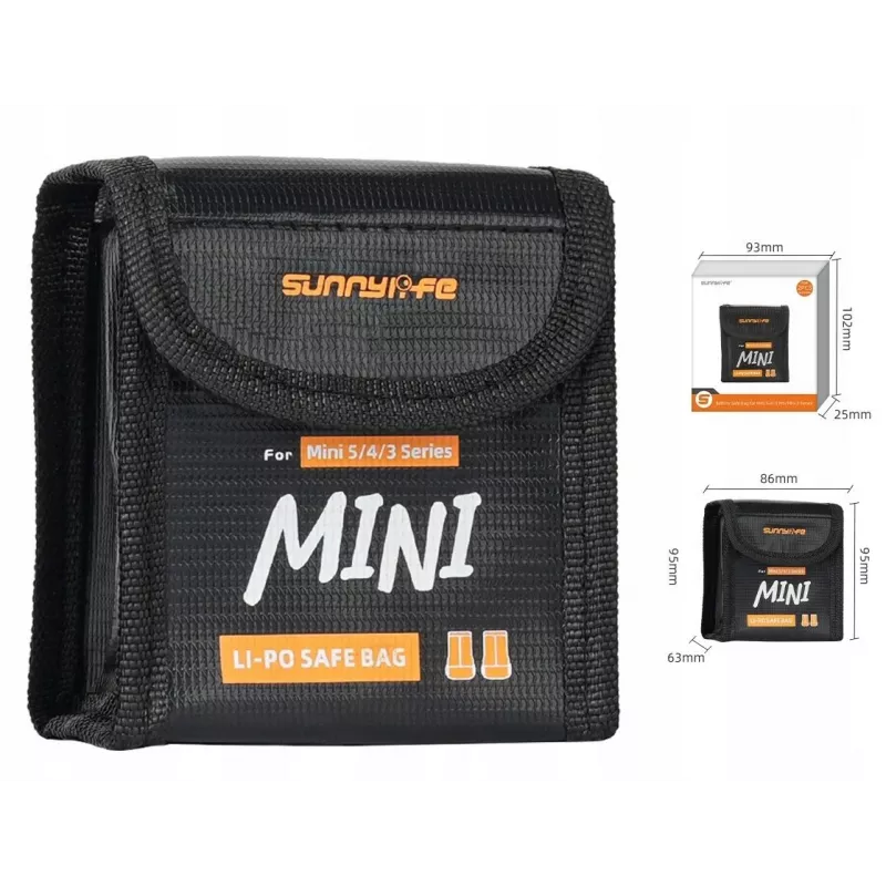 SUNNYLIFE Ugunsdroša bateriju drošības soma 2x DJI Mini 5/4/3 Pro / Mini 3 / Lito 1 / Lito X1 akumulatoriem