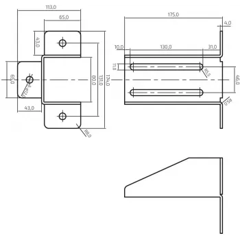PSG Support Bracket 60.013.7016 Drive-On Roller / Ramp Holder Antracīti Pelēks (RAL 7016)