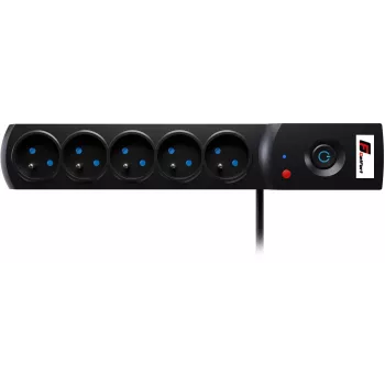 Getfort 5P 1.5m Black Surge Protected Power Strip