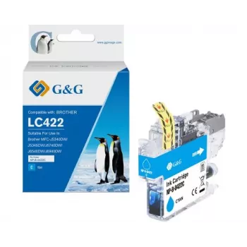 G&G saderīga tintes kasetne Brother LC422C ciāna (550 lapas)