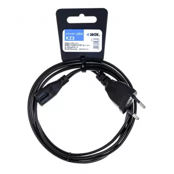 iBox KZ3 Barošanas vads, Euro 2-Pin uz IEC C7 (Figure-8), Melns