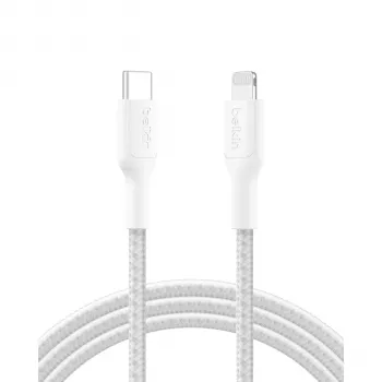 Belkin BOOSTCHARGE pītais USB-C uz Lightning kabelis 2m balts