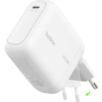 Belkin BoostCharge 100W GaN USB-C sienas lādētājs balts