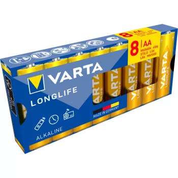 VARTA Longlife Power AA LR6 Mignon sārma baterijas, 8 gab. blisteriepakojumā