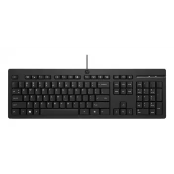 HP 125 G2 vadu USB tastatūra, vācu izkārtojums (QWERTZ), pilna izmēra, membrānas, izturīga pret šķidrumu, melna - Bulk
