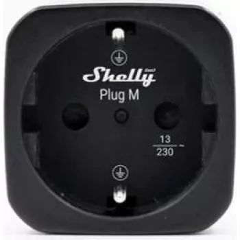 Shelly Plug M Gen3 Melnais viedais kontaktdakša ar enerģijas uzraudzību, 13A, Wi-Fi un Bluetooth