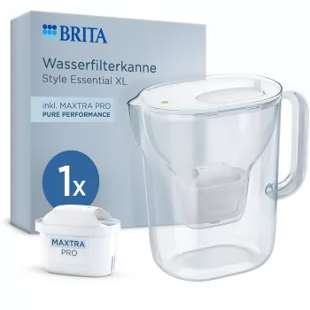 BRITA Style Essential XL baltais ūdens filtra krūze ar MAXTRA PRO Pure Performance filtra kārtridžu