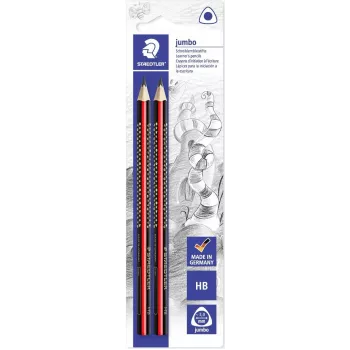 STAEDTLER Tradition Jumbo HB trīsstūra grafīta zīmuļi, 2 gab., melni ar klasiskām svītrām