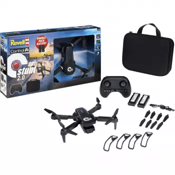 Revell RC Quadrocopter GO! Stunt 2.0 - 2,4 GHz 4-kanālu gatavs lidošanai dronu ar 6 asu žiroskopu, bezgalvas režīmu, 360° kūleņiem, LED gaismām, 3 ātruma līmeņiem, LiPo akumulatoru, vecumam no 8 gadiem