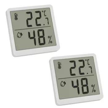 TFA 30.5059.02.02 Digitālais termo-higrometrs, 2 gab. komplekts, balts/sudrabs