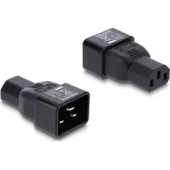 Delock IEC 60320 C20 uz C13 strāvas adapteris, vīrišķais spraudnis uz sievišķo ligzdu, 10 A, 250 V, taisns, melns