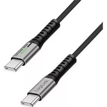 LogiLink USB 2.0 Type-C kabelis 0,3m 480Mbps 100W PD pīts ar LED melns