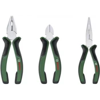 Bosch 3 gabalu knaibles komplekts 1600A02C0S (zaļš/melns) – kombinētās knaibles, sānu griezējknaibles, ūdenssūkņa knaibles