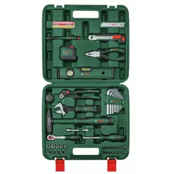 Bosch 73 daļu mājsaimniecības instrumentu komplekts zaļā cietā korpusa kastē