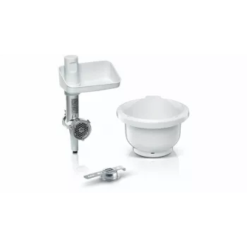 Bosch MUZS2BS gaļas maļamā sprausla MUM 2. un 5. sērijas virtuves mašīnām – nerūsējošā tērauda nazis, 4,5 mm disks, desu pildīšanas un kebbe sprauslas
