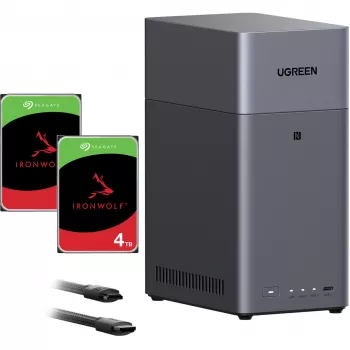 UGREEN DH2300 komplekts ar 2x Seagate IronWolf NAS 4TB CMR (Melns)