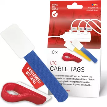 LABEL THE CABLE LTC 2630-10 Atkārtoti lietojams kabeļu saišu komplekts ar etiķetēm, jaukti izmēri un krāsas, 10 gab.